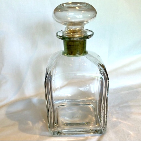 Vintage Italian glass carafe decanter bottle, hand painted, cork/glass stopper - Picture 4 of 10